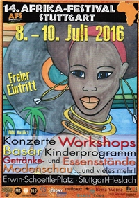 Wir sehen das Plakat vom 14. Afrika-Festival 