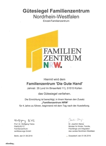 Gütesiegel Familienzentrum NRW Gütesiegel Familienzentrum NRW