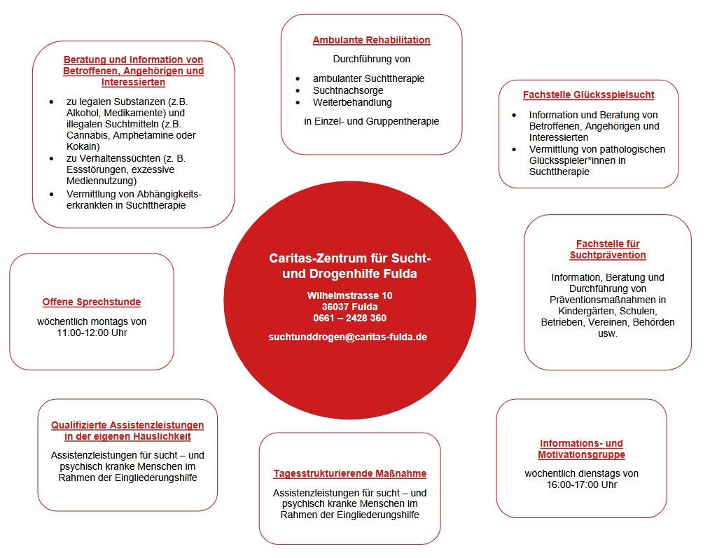Caritas Zentrum Drogenhilfeangebote als Diagramm
