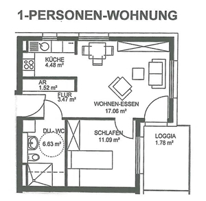 1 Personen Wohnung 1 Personen Wohnung