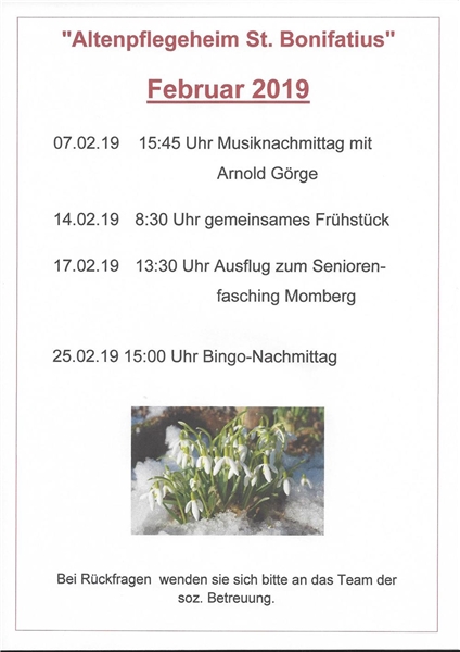 Veranstaltungen Feb 2019 APH St Boni Veranstaltungen Feb 2019 APH St Boni