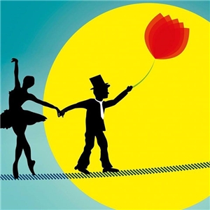 Für das Logo des Erzählfestes wird ein Clown und eine Tänzerin gezeigt, die auf einem Seil balancieren. Für das Logo des Erzählfestes wird ein Clown und eine Tänzerin gezeigt, die auf einem Seil balancieren.
