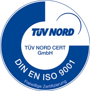 TÜV Siegel blauer Siegelkreis mit Schrif DIN 9001