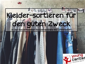 Kleider sortieren in der Kleiderkammer Querformat Kleider sortieren in der Kleiderkammer Querformat