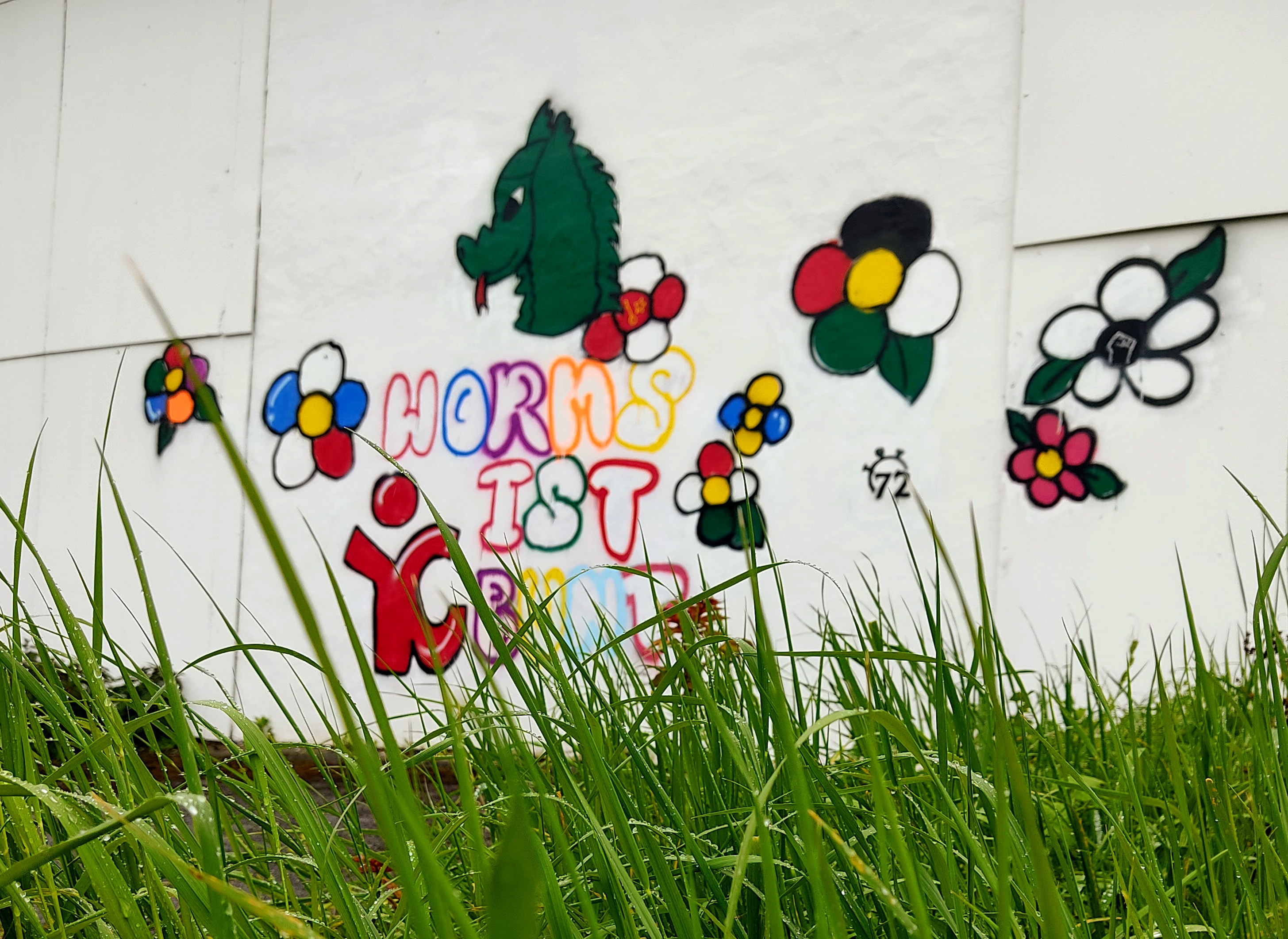 Graffiti mit "Worms ist bunt" (Caritasverband Worms e.V.)