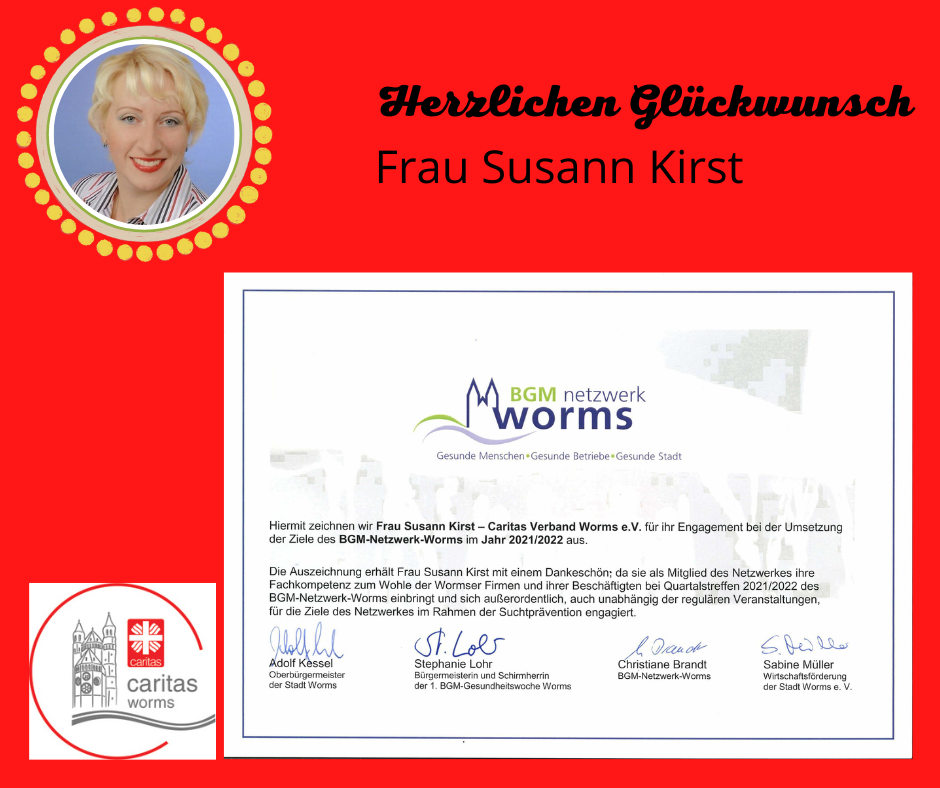 Auszeichnung Frau Kirst_BGM Netzwerk Worms