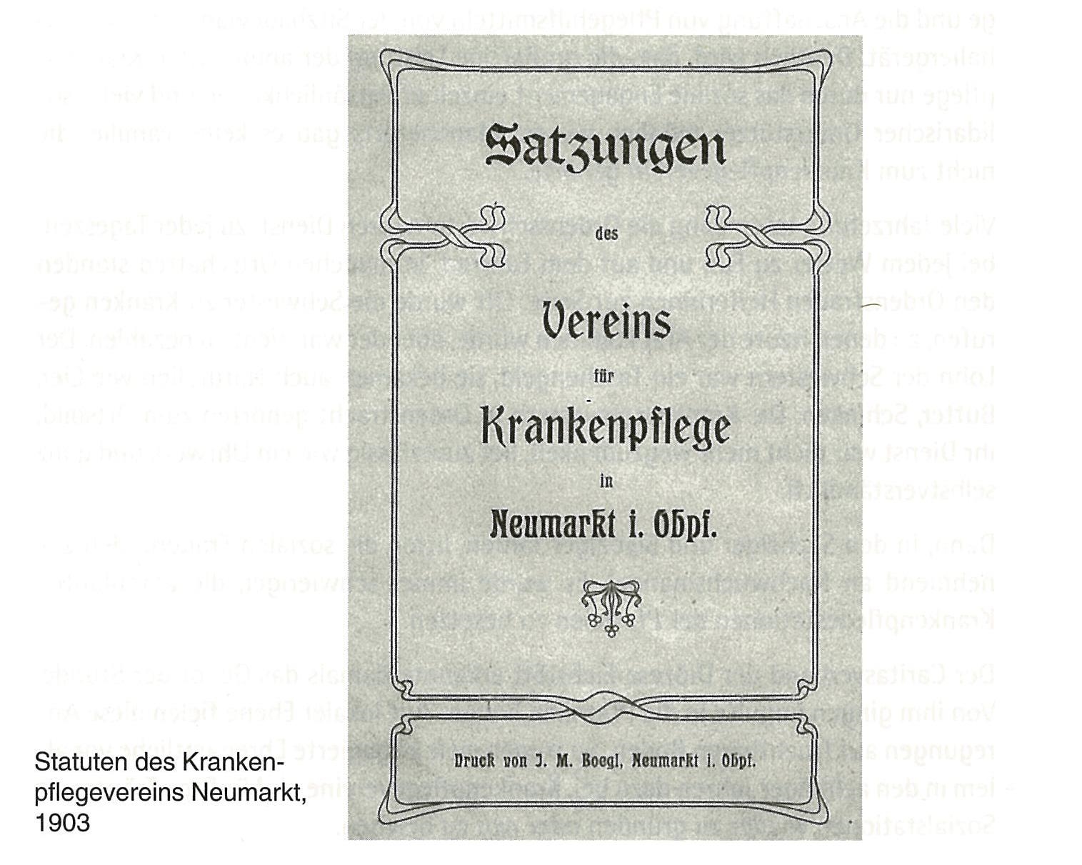 Krankenpflegeverein - 001 - 1903 Neumarkt Deckblatt Satzung (DiCV Eichstätt)