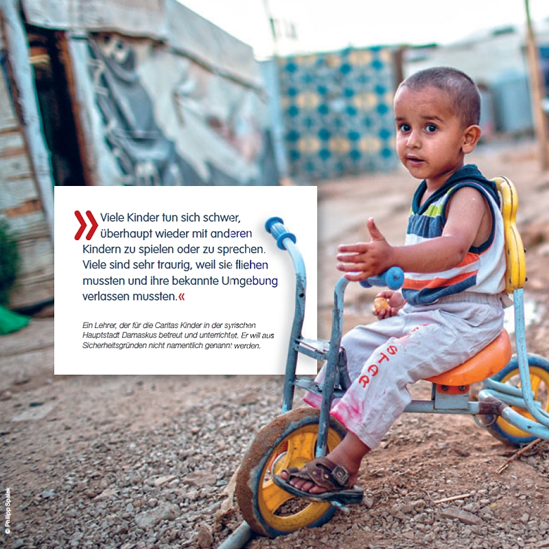 Kinderrechte - Syrisches Kind auf einem Dreirad (Foto: Philipp Spalek für Caritas international)