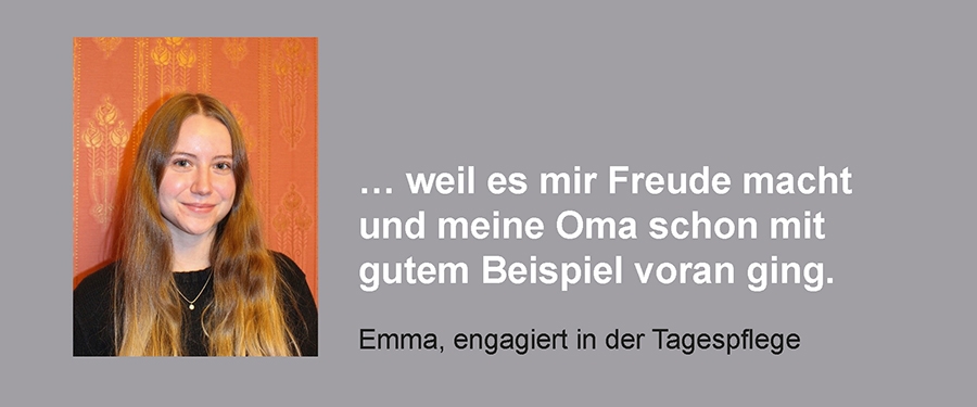 Emma, engagiert in der Tagespflege (Caritasverband Darmstadt e. V.)