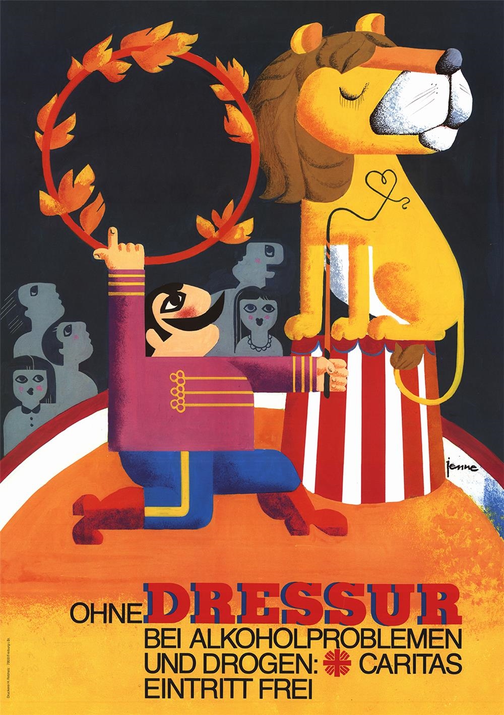 Ohne Dressur. Poster der Drogenberatung der Caritas (1981) (Deutscher Caritasverband e. V.)