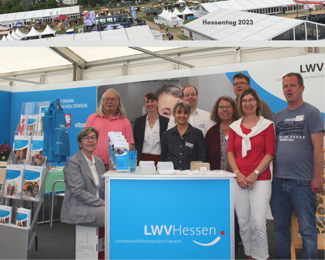 Personen an einem Messestand (Caritasverband Darmstadt e. V.)