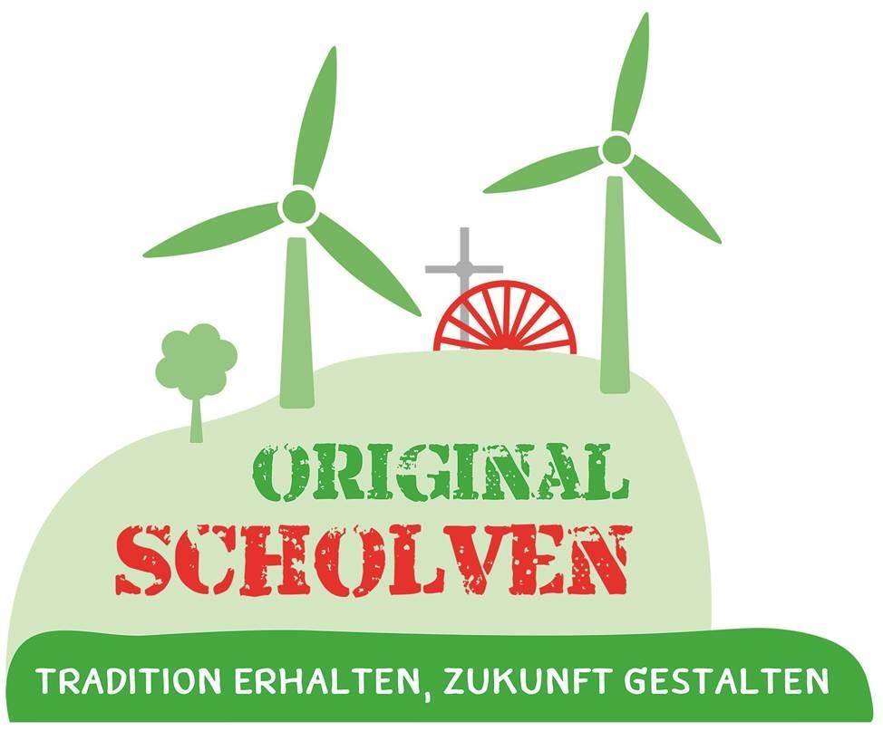 Stadtteil-Logo mit Halde Oberscholven und Slogan "Tradition erhalten, Zukunft gestalten" 