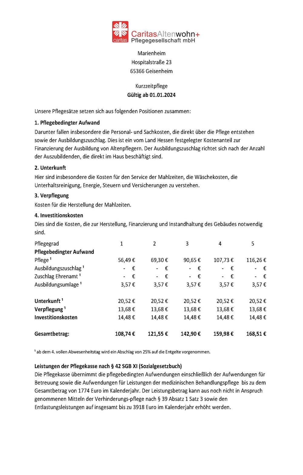 Kurzzeitpflege Marienheim 