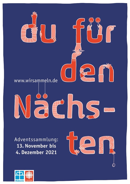 Das Plakat zeigt eine kreative Umsetzung des Mottos "Du für den Nächsten"