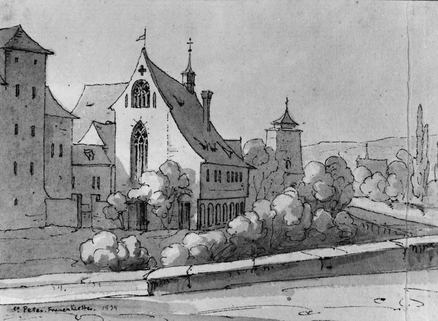 Haus Zoffingen: Zeichnung des Areals aus dem Jahr 1834
