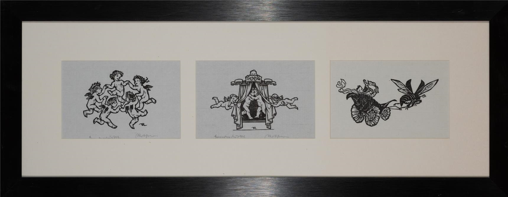 3 Handdrucke von Original-Holzschnitten (Richard Rother)