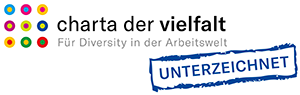 Logo der Initiative Charta der Vielfalt mit Schriftzug der darauf hinweist, dass die Charta von unserem Verband unterzeichnet wurde