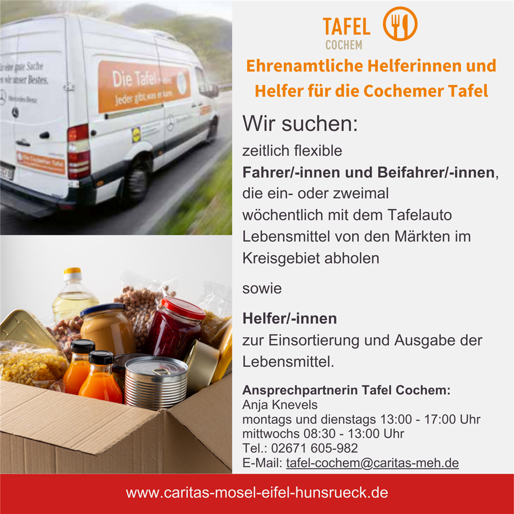 Tafel Cochem Suche nach Ehrenamtlichen