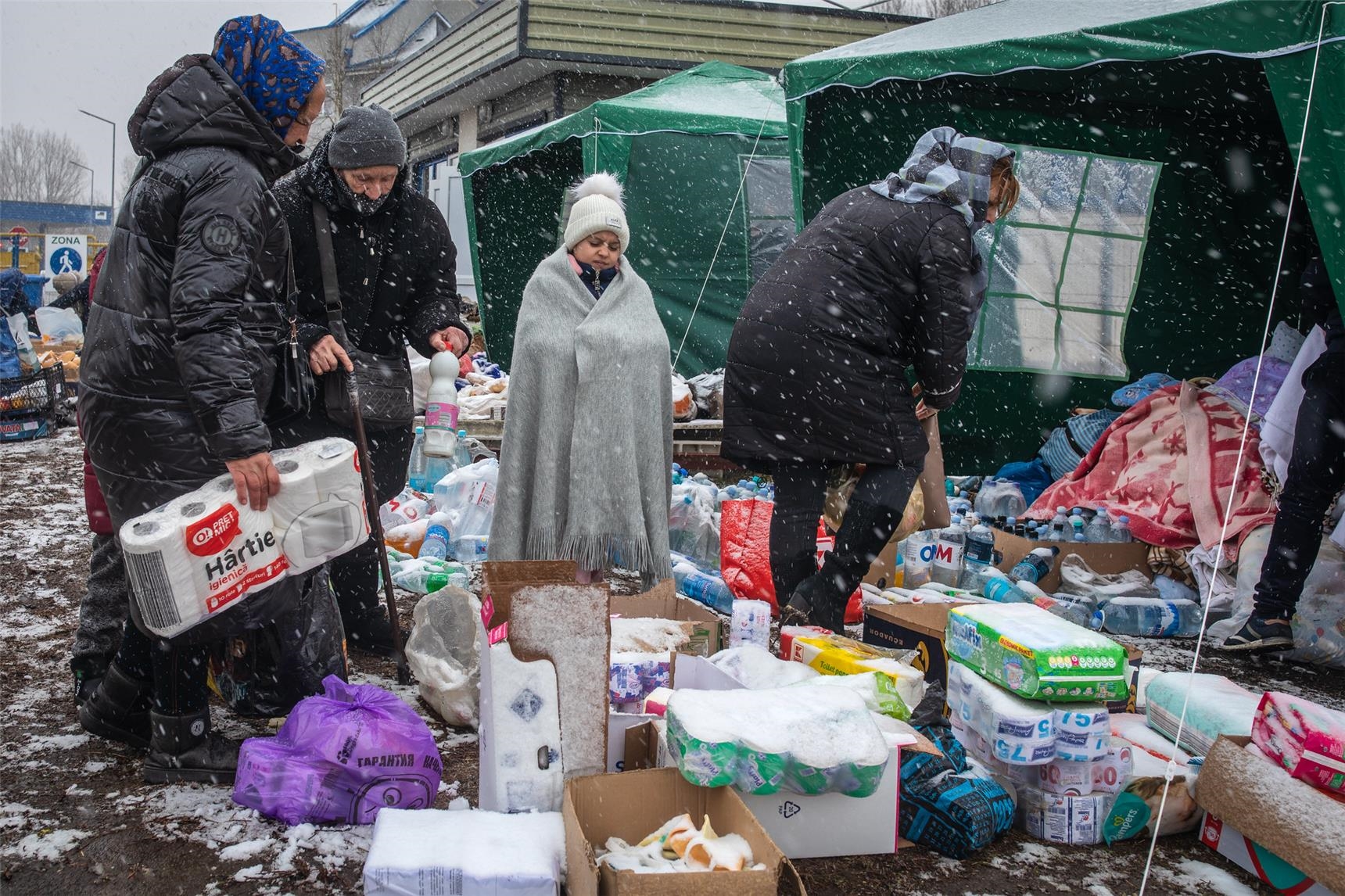 Palanca: Fluechtlinge an der ukrainisch-moldawischen Grenze