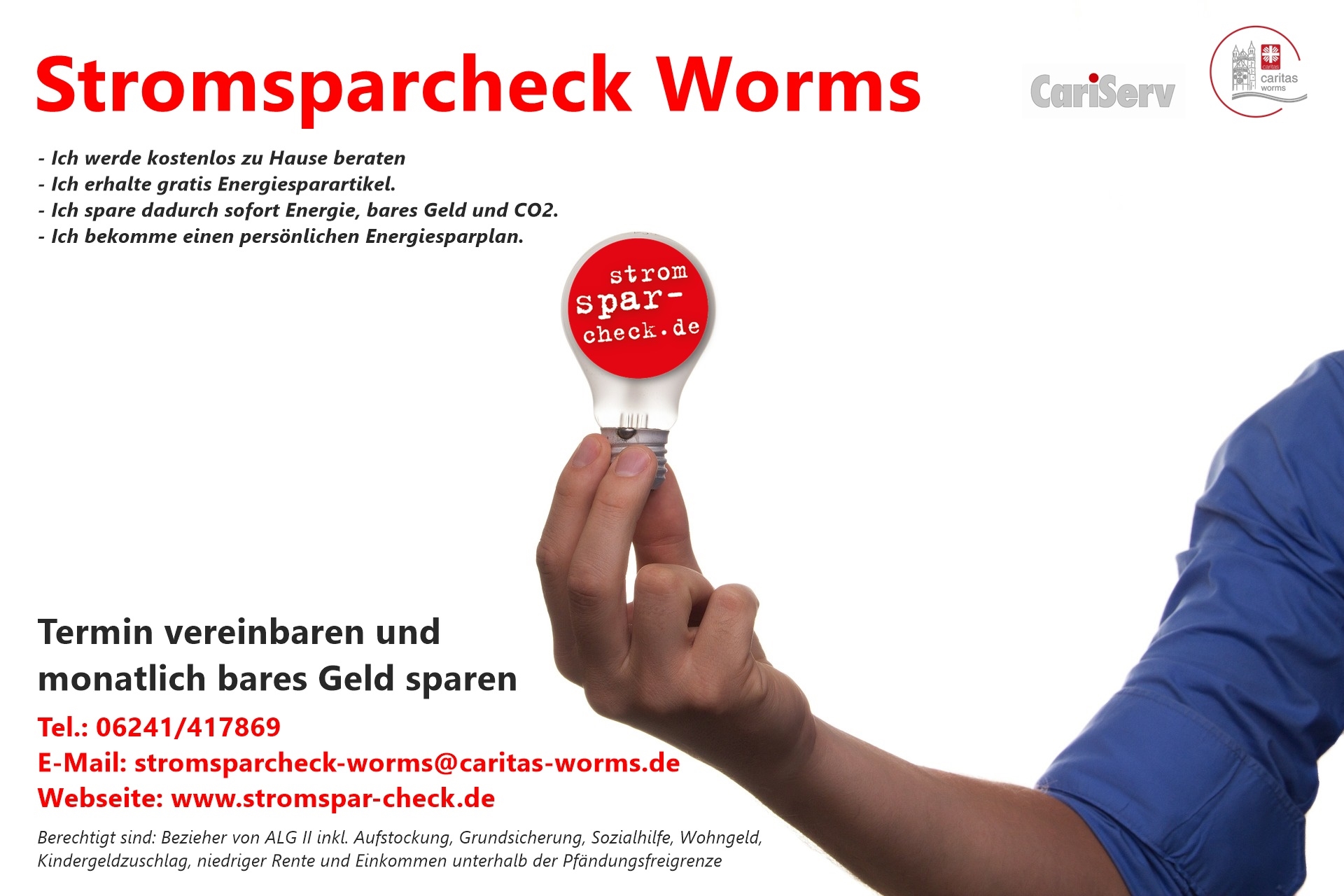 Banner Stromsparcheck Worms (© Caritasverband Worms e. V.)