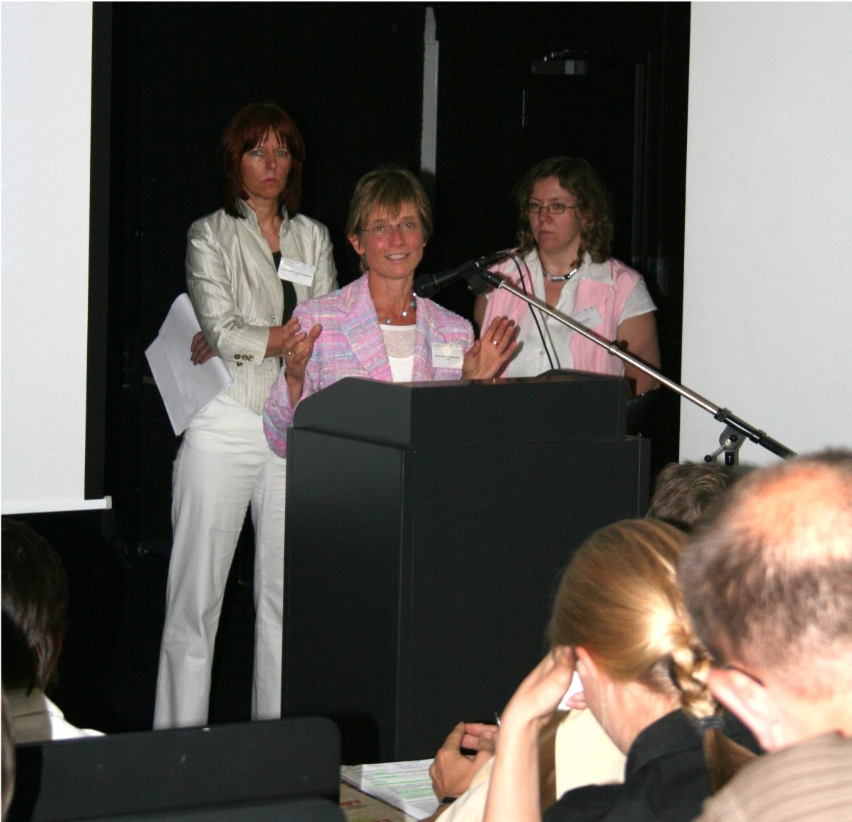 Prof. Dr. Angelika Schmidt-Koddenberg, Prof. Dr. Marianne Geneger-Stricker und Dipl. Soz.-Päd. Susanne Antunes auf der ProMigra Tagung 2007 (Markus Lahrmann)