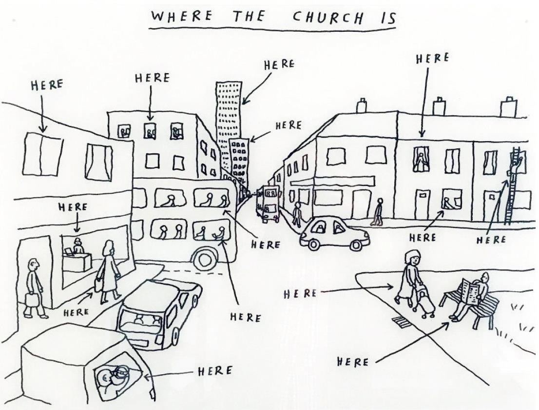 Zeichnung "Where the church is"