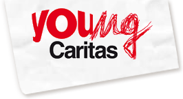 Rote und schwarze Schrift youngCaritas