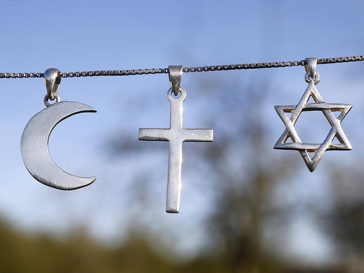 Symbole für Islam, Judentum, Christentum