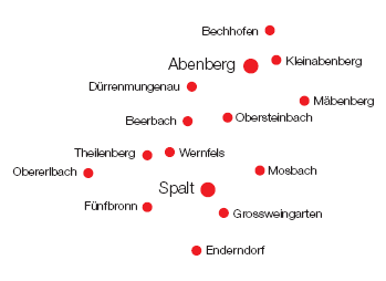 Orte des Betreuungsgebietes der Sozialstation