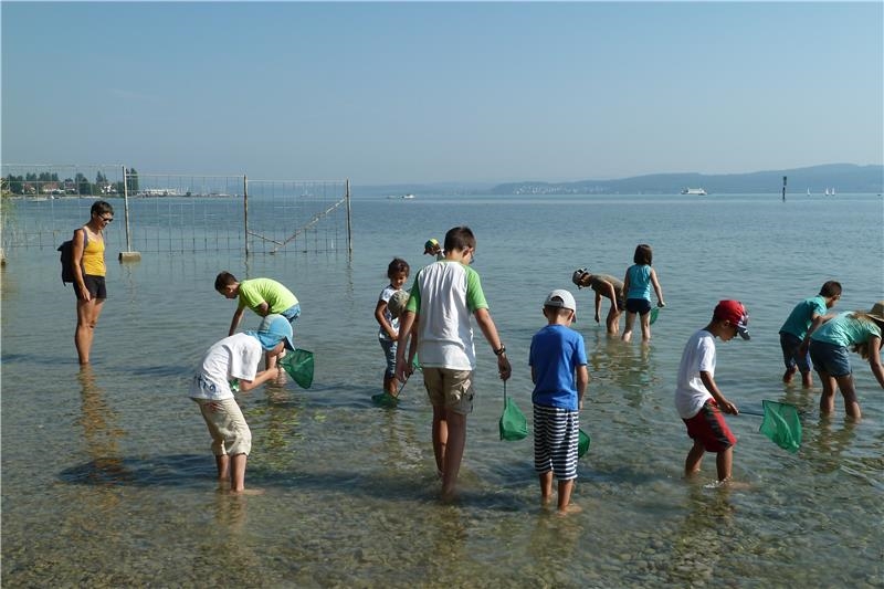 Kinder auf der Suche im Wasser (Caritas Konstanz)
