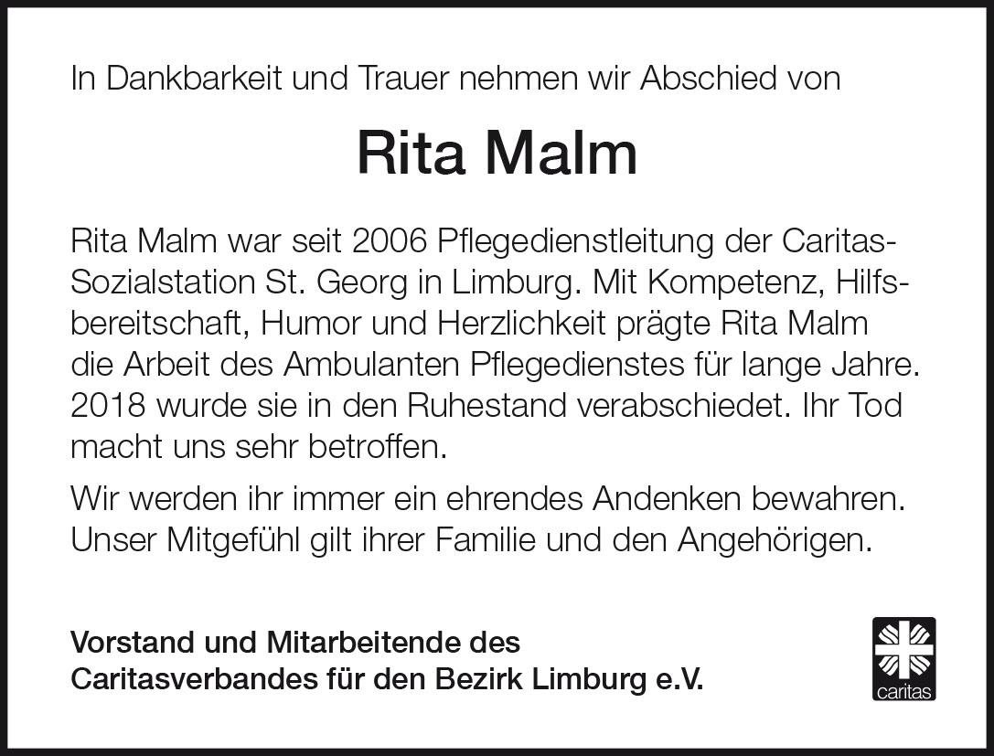 Nachruf Rita Malm 