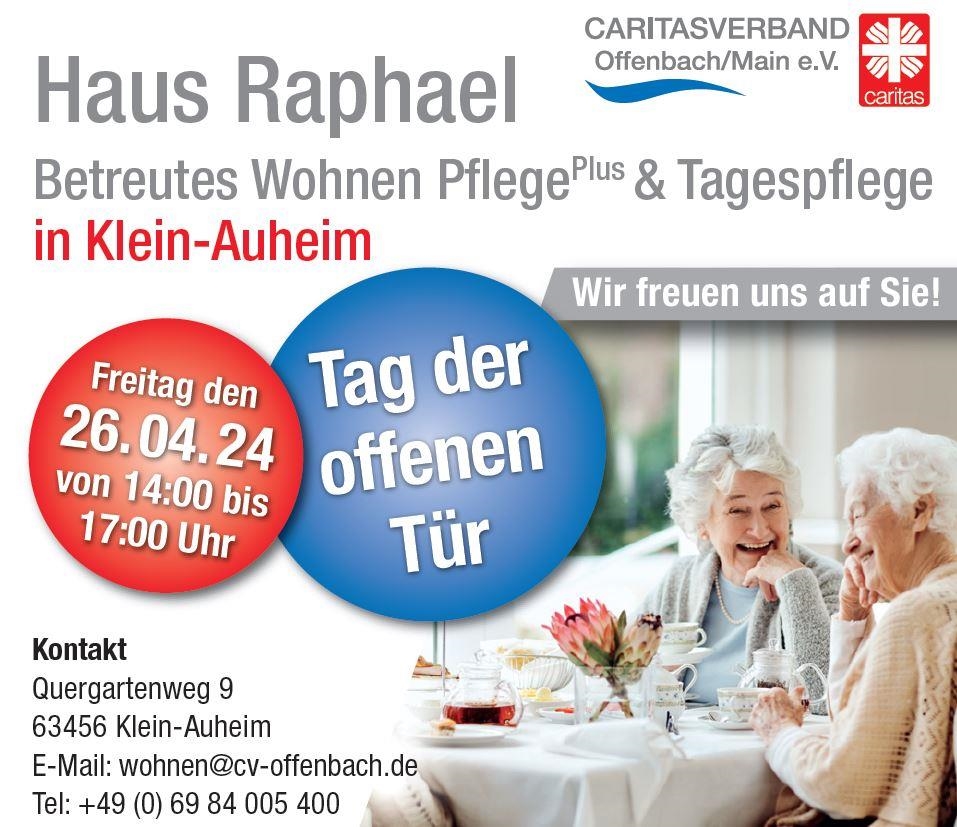 Einladung zum Tag der offenen Tür am 26. April im Haus Raphael in Hanau Klein-Auheim