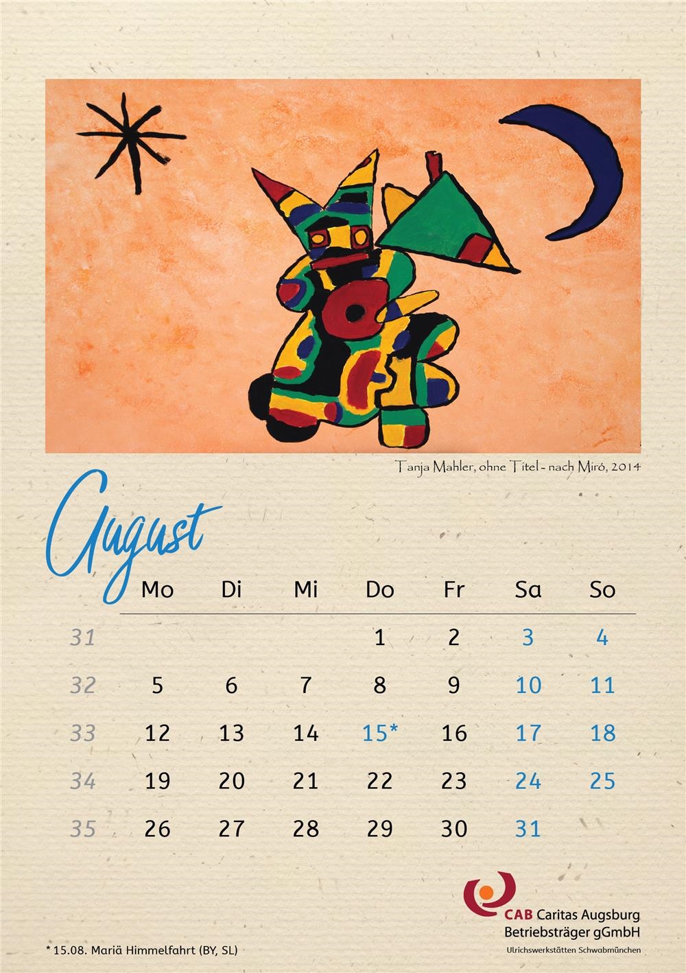 Kunstkalender 2019 August 