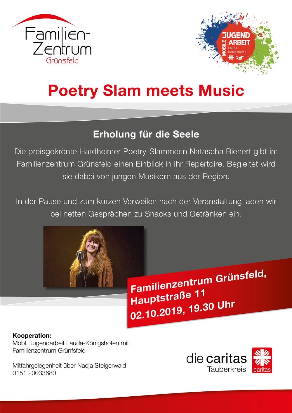 Plakat Poetry Slam am 02.10.2019 in Grünsfeld