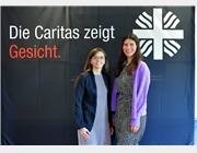 Eugenie Riffel, Vorstand des CV Hochtaunus und Model Ricarda freuen sich über den Start der Kampagne "Die Caritas zeigt Gesicht".