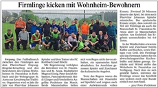 Presseartikel "Firmlinge kicken mit Wohnheimbewohnern" / PNP