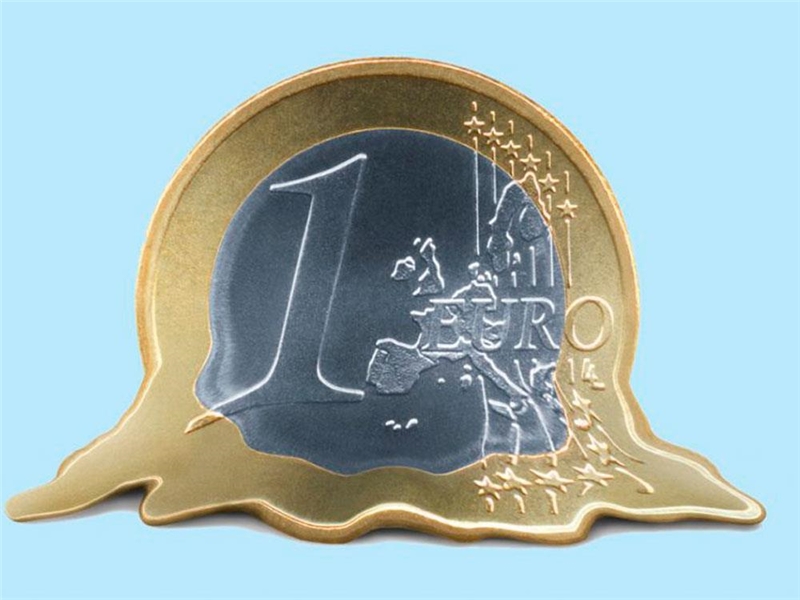 schmelzende Euro-Münze
