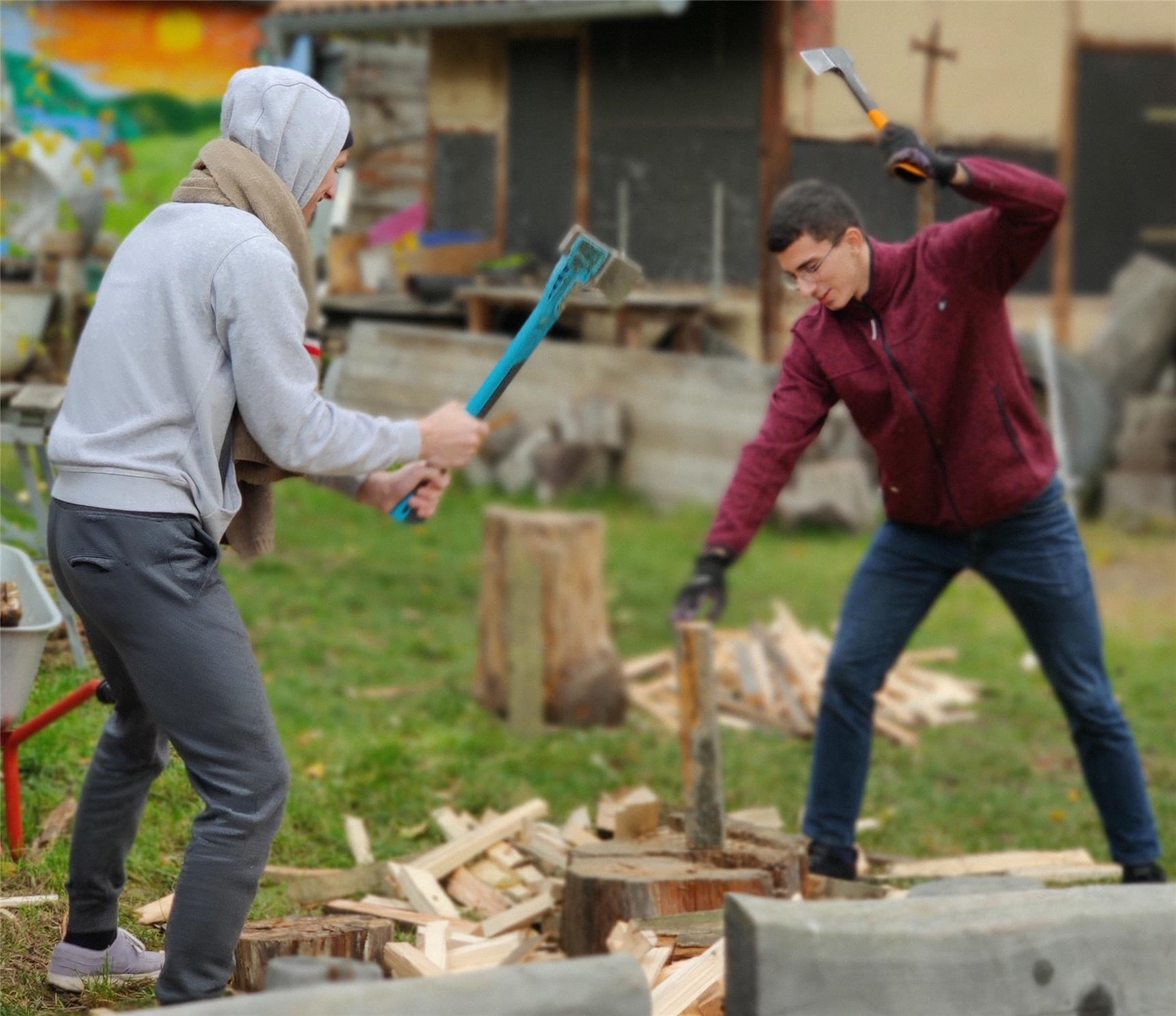 Holz für die kommende Saison wird vorbereitet (© BBS Erfurt)