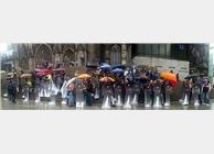 Langzeitarbeitslose werden von der Politik im Regen stehen gelassen ... Ähnlich ging es den rund 80 Teilnehmer(innen) des Flashmobs der Kölner Caritas vor dem Dom. 