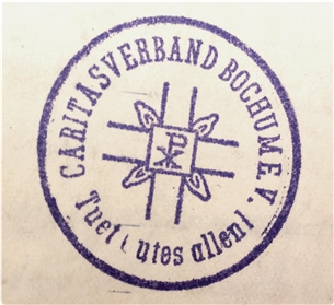 Das alte Verbandslogo des Bochumer Caritasverbands aus dem Jahr 1919: "Tuet gutes allen."