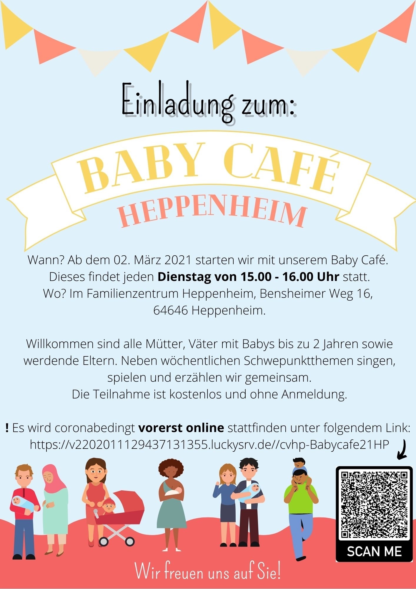 Plakat zum Baby Café (Caritasverband Darmstadt e. V.)