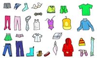 Illustration: verschiedene Kleidungsstücke auf weißem Grund